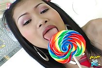 Licking lollipop