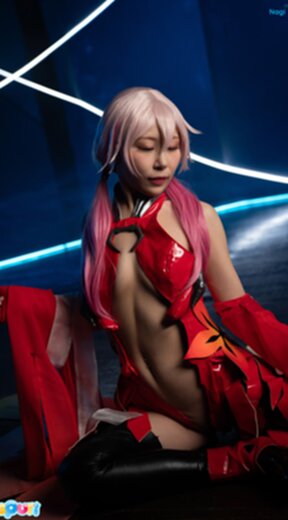 Nagi Tsukino in red dress showing off her shaved pussy