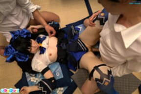 Mari Hirose gangbanged and has her shaved pussy creampied