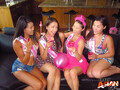 Four girls at bachelorette party sitting on couch