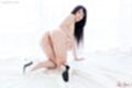 Kawagoe yui on all fours nude looking back long hair bare ass thighs pressed together high heels