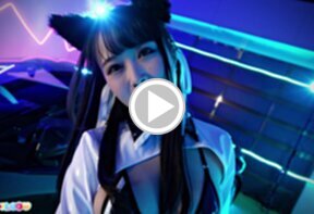 Racegirl Ria Kurumi in stockings and high heels lowers panties